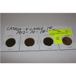 CANADA 4 LARGE 1 CENT COINS 1912-1920