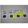 Image 1 : USA 4 OLD LIBERTY 5 CENT COINS 1897-1912