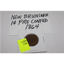 NEW BRUNSWICK 1 CENT PRE CONFEDERATE COIN 1864