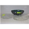 Image 1 : CARNIVAL GLASS FRUIT BOWL WITH 2 ROSE PLATTERS
