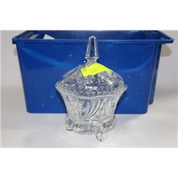 FOOTED PINWHEEL CRYSTAL DISH WITH LID