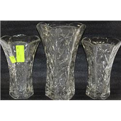 3 GLASS VASES