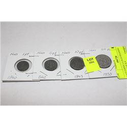 NAZI COINS 1,5,10,50 PFENNING  1935,40,42,43 X 4