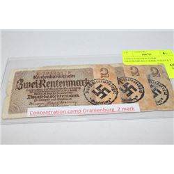 CONCENTRATION CAMP ORANIENBURG 2 MARK NOTES X 3