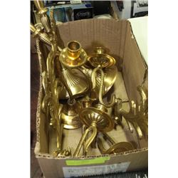 BOX OF INDIA BRASS CANDLESTICKS
