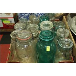 FLAT OF VINTAGE CANNING JARS