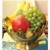 Image 1 : BRASS CROWNED SHAPED BOWL WITH ARTIFICIAL FRUIT