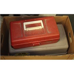 BOX OF TWO TACKLE BOXES WITH CONTENTS