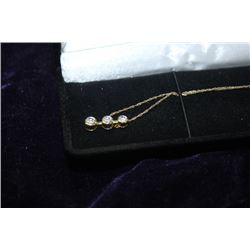18" GOLD CHAIN WITH 3 DROP DIAMOND ACCENT