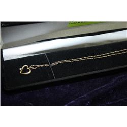 18" GOLD CHAIN WITH HEART CHARM & DAMOND ACCENT