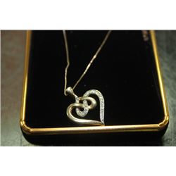 14" GOLD CHAIN WITH DOUBLE HEART PENDANT