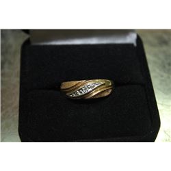 MENS GOLD WEDDING BAND W/ DIAMOND ACCENTS