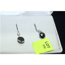 #39 14 KT WHITE GOLD BLACK DIAMOND EARRINGS