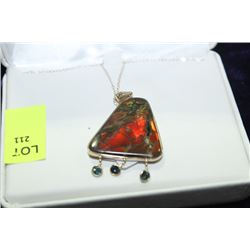 #36 14 KT AMMOLITE& DIAMOND PENDANT