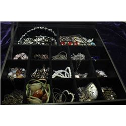 LEATHER JEWELLERY CASE WITH CONTENTS