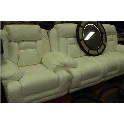 NEW WHITE LEATHER RECLINING SOFA W CHAIR