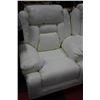 Image 2 : NEW WHITE LEATHER RECLINING SOFA W CHAIR