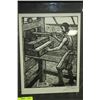 Image 1 : BLACK & WHITE PRINT OF MAN USING PRINTING PRESS