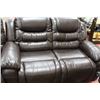 Image 2 : NEW CHOCOLATE BROWN LEATHER RECLINING SOFA/