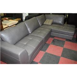 GREY LEATHERETTE L SHAPED SECTIONAL