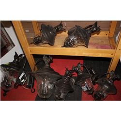 7 MATCHING ASSORTED SIZED EXTERIOR LIGHTS