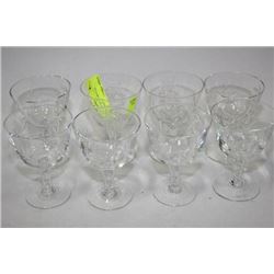 SET OF 8 PINWHEEL CRYSTAL SHERRY GLASSES
