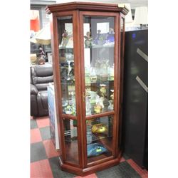 WOOD AND GLASS LARGE CURIO CABINET