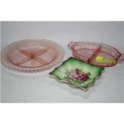 2 PIECE DEPRESSION GLASS ( IN PINK )