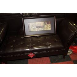 NEW BROWN LEATHERETTE STORAGE CHAISE LOUNGE CHAIR