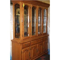 LARGE WOODEN CHINA CABINET TOP & BOTTOM
