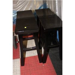 SET OF 4 WOOD STOOLS