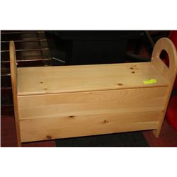 SMALL WOOD BENCH W/ STORAGE