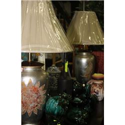 PAIR OF SILVER SUN & MOON PORCELAIN LAMPS