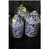 Image 1 : SET OF 3 BLUE & WHITE CANISTERS