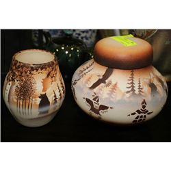 2 NATIVE HAND PAINTED VASES