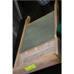 VINTAGE WOODEN & GLASS  WASHBOARD
