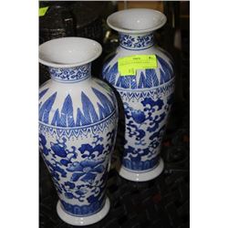 PAIR OF BLUE & WHITE VASES