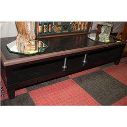 BROWN WOODEN FLATSCREEN TV STAND