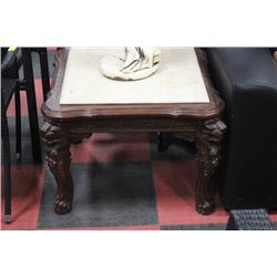 WOOD AND STONE TOP END TABLE