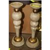 Image 1 : PAIR OF CRACKLE FINISH CANDLE HOLDERS