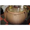 Image 1 : RATTAN STYLE ROUND TABLE WITH 4 NESTING CHAIRS