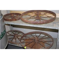 4 ASSORTED ANTIQUE WAGON WHEELS