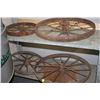 Image 1 : 4 ASSORTED ANTIQUE WAGON WHEELS