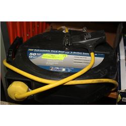 RETRACTABLE CORD REEL W/ 3 OUTLET CONNECTOR