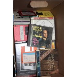 BOX OF DVDS AND CDS