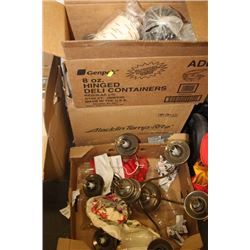 2 BOXES OF FOOD CONTAINERS SOLD W CHANDELIER