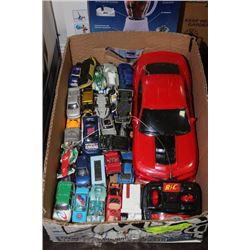 BOX W/ REMOTE CONTROL CAR & OVER 40 DIE CAST CARS