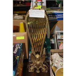 VINTAGE BRASS GRIFFIN PEACOCK FIREPLACE SEREEN