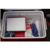 Image 1 : RED & WHITE COOLER W/ MINI COOLER, DRINK