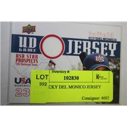 2009 NICKY DEL MONICO JERSEY CARD